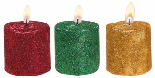 Recalled Candele glitter candles (three-inch)