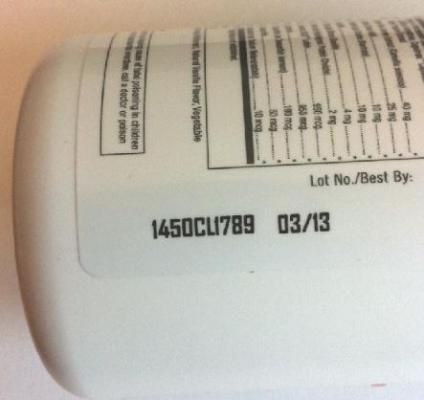 Lot Number on Bottle