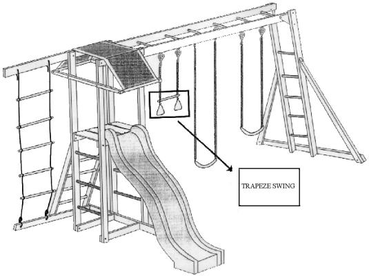 Drawing of recalled backyard gym set with trapeze swing