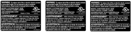 Recalled Heat Gun labels
