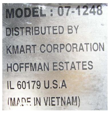Recalled Crib label with model number