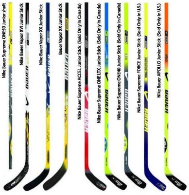 Recalled hockey sticks and blades