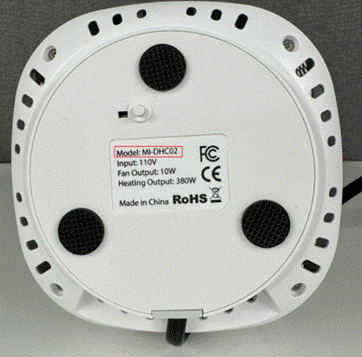 Label with model number
