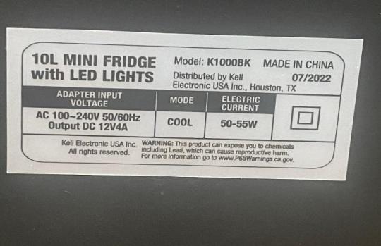 Model Number location on back of the refrigerator