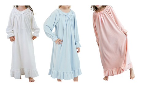 Recalled Girls' Princess Nightgown, Winter Soft Fleece Long Sleeve Sleepwear