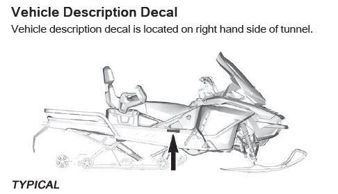 Recalled Ski-Doo and Lynx snowmobiles vehicle decal location