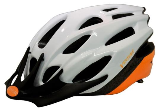 Recalled Ventura helmet model number 733192 in white/orange