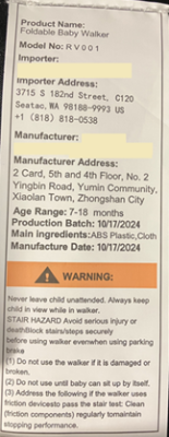 Tracking Label under the seat 