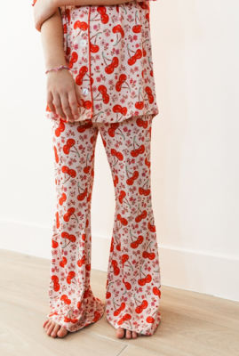 Recalled In My Jammers Button Up Flare Set – Cherry Sweet print