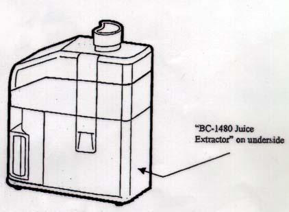 Diagram of recalled Betty Crocker juice extractor