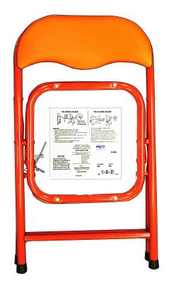 Recalled folding chair showing location of model numbers and date codes