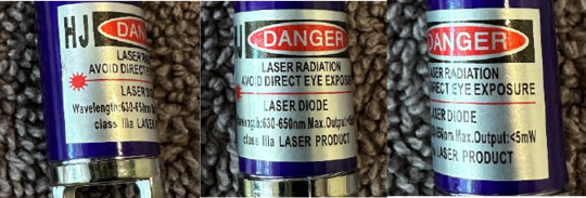 Recalled Mini Laser Pointer Keychains – Silver Sticker Labeling