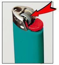 A recalled lighter without a child-resistant mechanism