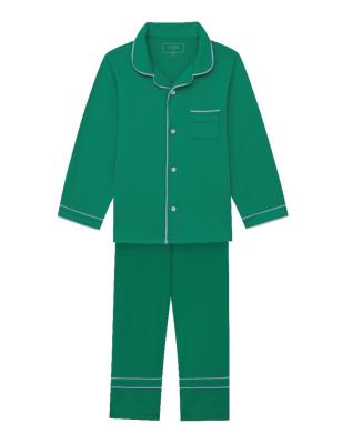 Recalled La Ligne Enfant Bonne Nuit Pajamas in Green with Light Blue Trim