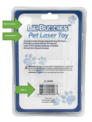 Recalled LiL’BUDDIES Pet Laser Toy (back of the package)