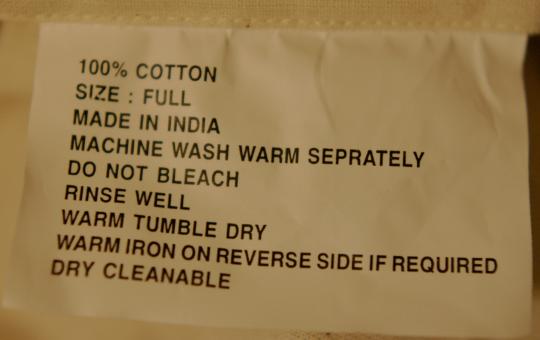Label on recalled mattress, identifying model numbers