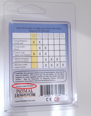 Recalled Primal Horizon Disc Magnets – back of package