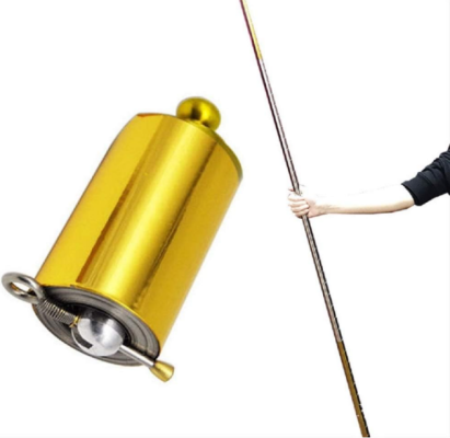 Recalled nvyue Magic Pocket Staff – compressed form in gold (left) and 150cm expanded form in silver (right)