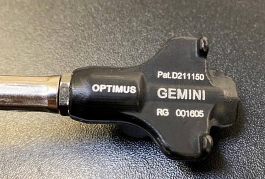 Serial number location printed on the black connector to the gas canister