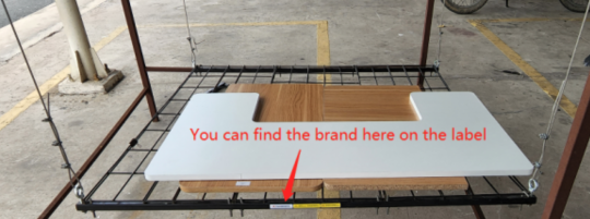 Location of brand name label on the recalled FLEXIMOUNTS Overhead Garage Storage Racks 