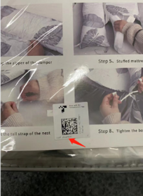 Recalled Yoocaa Baby Lounger packaging label with date of manufacture