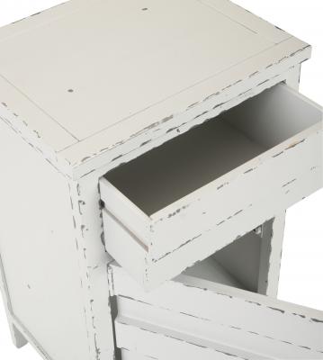 Detail view of recalled Audrey lingerie chest in white smoke