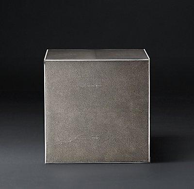 Recalled Smythson Shagreen side table smoke and steel