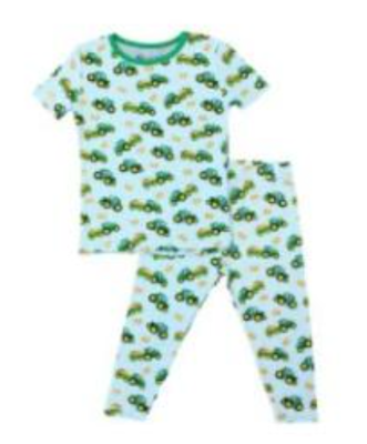  Recalled Free Birdees tight-fitting pajamas - short-sleeves, green tractor print  