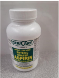 Recalled Geri-Care Brand Adult Low Dose Enteric Coated Aspirin 81mg tablets 1,000-count bottle