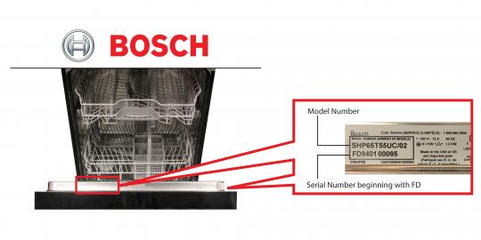 Bosch dishwasher model and serial number location	