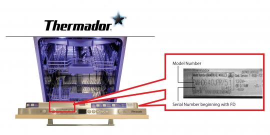 Thermador dishwasher model and serial number location