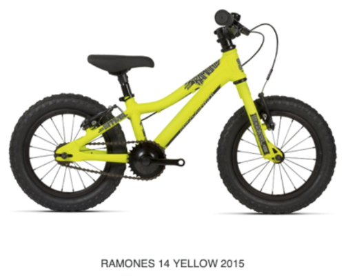 Recalled 2015 Ramones 14-inch yellow kids bicycle