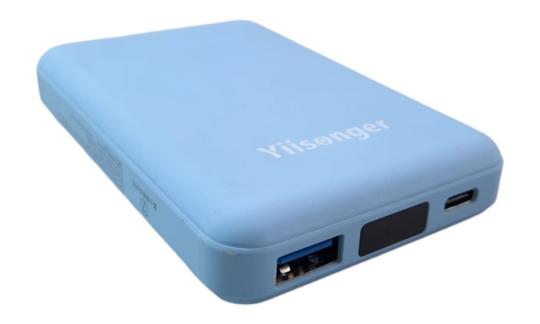 Defective Yiisonger power bank in misty blue (back view)