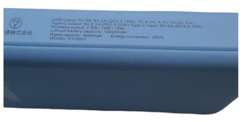 Defective Yiisonger power bank in misty blue (side view)