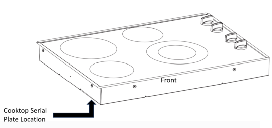 Location of cooktop product label