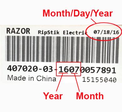  Bar code with manufacture date 