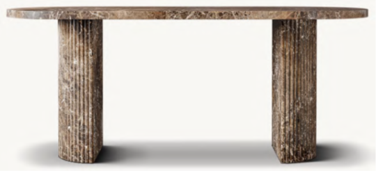 Recalled RH Byron Reeded Stone Desk in Brown Emperador Marble