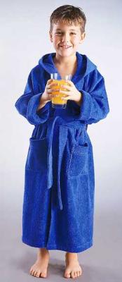 Boy wearing recalled children's bathrobe