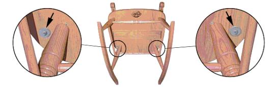 The recalled rocking chairs can be identified by washers and screws located under the seat, near the legs.