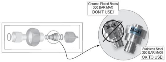 Picture of Recalled and Non-recalled Scuba Regulator and Adapter
