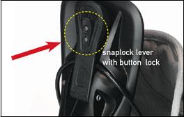 Snaplock lever with button lock