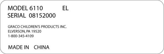 Look for Model/Serial Label on stroller similar to this: