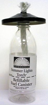 "Summer Lights" fuel canister for outdoor bamboo torches