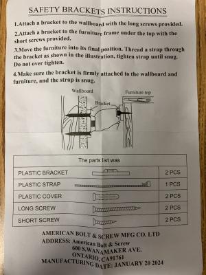 Safety Brackets Instruction Sheet