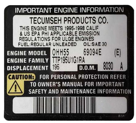 Recalled Tecumseh engine information