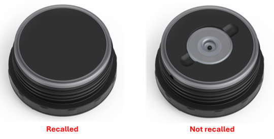 The stopper of the recalled Food Jars and Bottles has no pressure relief in the center. 