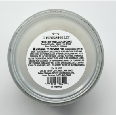 Recalled ThresholdTM Candle product label
