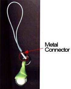 Location of metal connector in recalled children's jewelry set