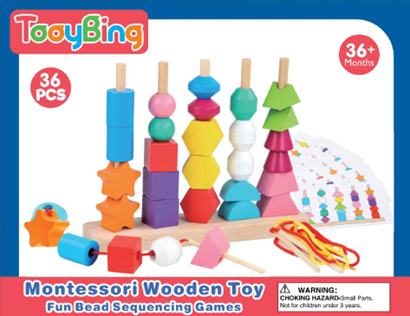 Recalled TooyBing Wooden Bead Stacking Toy (front of packaging)