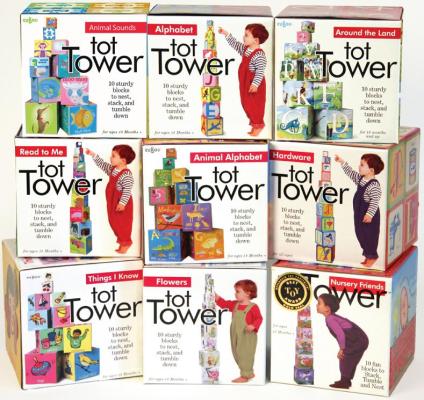 Recalled Tot Tower toy blocks packaging